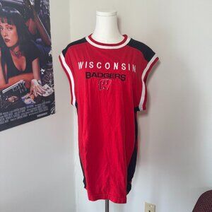 Collegiate University of Wisconsin Embroidered Red, Black, and White Logo Tank